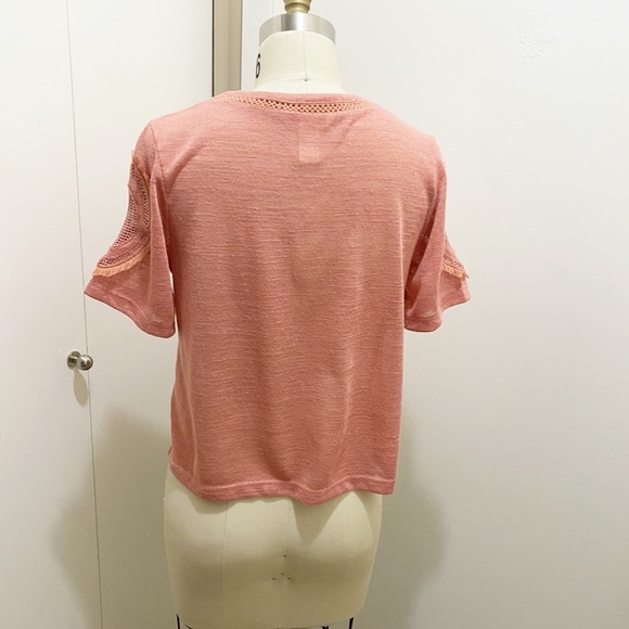 H&M Crew Neck Arm Embroidery Detail Coral XS - Picture 8 of 8